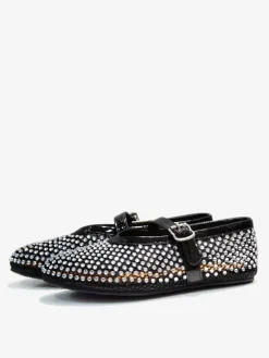 Women's Ballet Flats Mesh Rhinestones Round Toe Mary Jane Ballerina Flat Prom Shoes