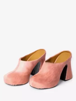 Women's Black Mules Horse Hair Puppy Heel Mule Shoes
