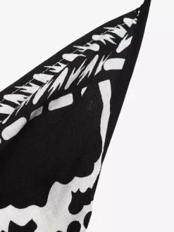Women's Black White Tropical Print Halter Maxi Dress V Neck Sleeveless Flowy Summer Beach Dress