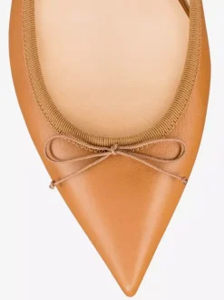 Women's Bows Pointed Toe PU Leather Ballet Flats In