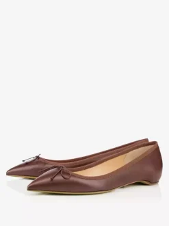 Women's Bows Pointed Toe PU Leather Ballet Flats In