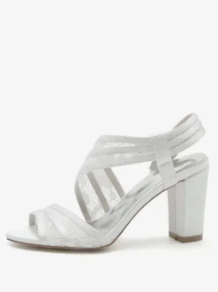 Women's Bridal Shoes Embroidered Lace Peep Toe Chunky Heel Bridal Shoes