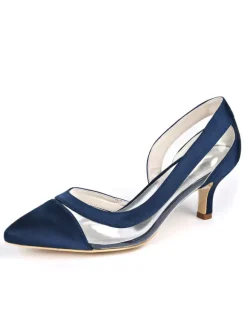 Women's Bridal Shoes Kitten Heel Pointed Toe Clear Pumps