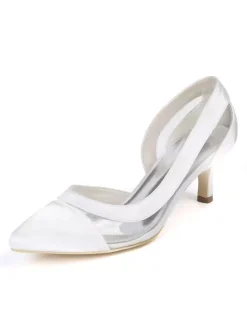 Women's Bridal Shoes Kitten Heel Pointed Toe Clear Pumps