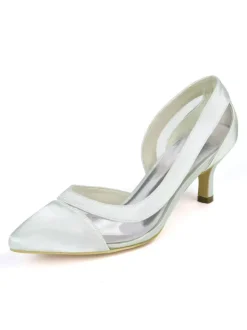 Women's Bridal Shoes Kitten Heel Pointed Toe Clear Pumps