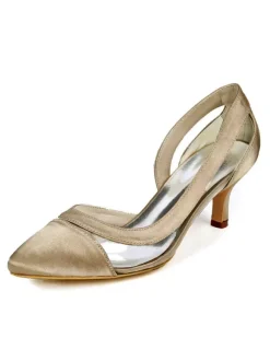 Women's Bridal Shoes Kitten Heel Pointed Toe Clear Pumps