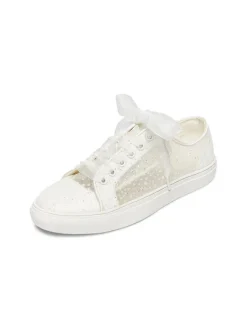 Women's Bridal Sneaker Shoes Metal Details Lace Round Toe Flat Wedding Shoes