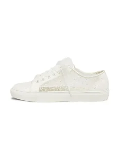 Women's Bridal Sneaker Shoes Metal Details Lace Round Toe Flat Wedding Shoes