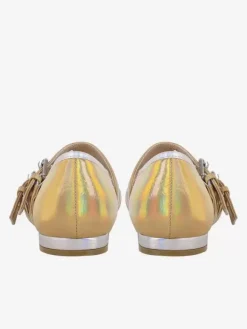 Women's Buckle Multicolor Square Toe PU Leather Ballet Flats In