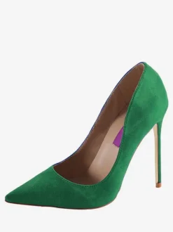 Womens Burgundy Suede Pointed Toe Basic Pumps Stiletto Heels Dress Shoes