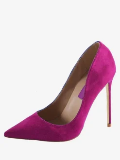 Womens Burgundy Suede Pointed Toe Basic Pumps Stiletto Heels Dress Shoes