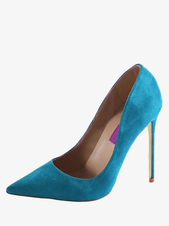 Womens Burgundy Suede Pointed Toe Basic Pumps Stiletto Heels Dress Shoes