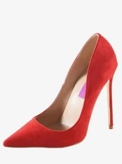 Womens Burgundy Suede Pointed Toe Basic Pumps Stiletto Heels Dress Shoes