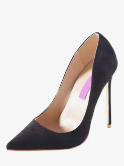 Womens Burgundy Suede Pointed Toe Basic Pumps Stiletto Heels Dress Shoes