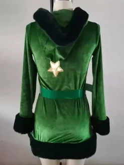 Women's Christmas Bodycon Green Dress Polyester Color Block Christmas Holidays Costumes