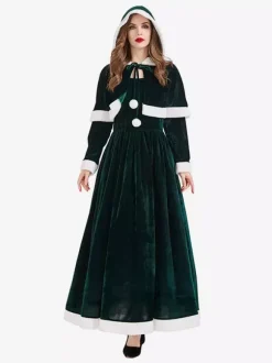 Women's Christmas Green Dress Cloak Polyester Christmas Holidays Costumes