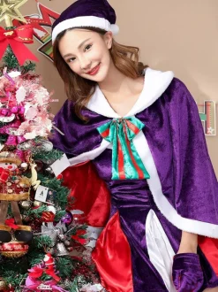 Women's Christmas Purple Cosplay Cape Holidays Costumes