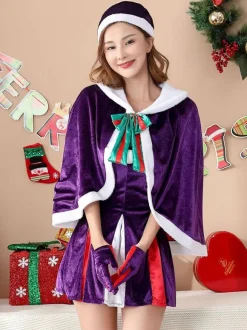 Women's Christmas Purple Cosplay Cape Holidays Costumes