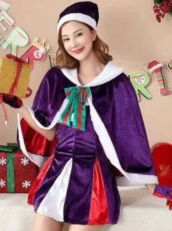 Women's Christmas Purple Cosplay Cape Holidays Costumes