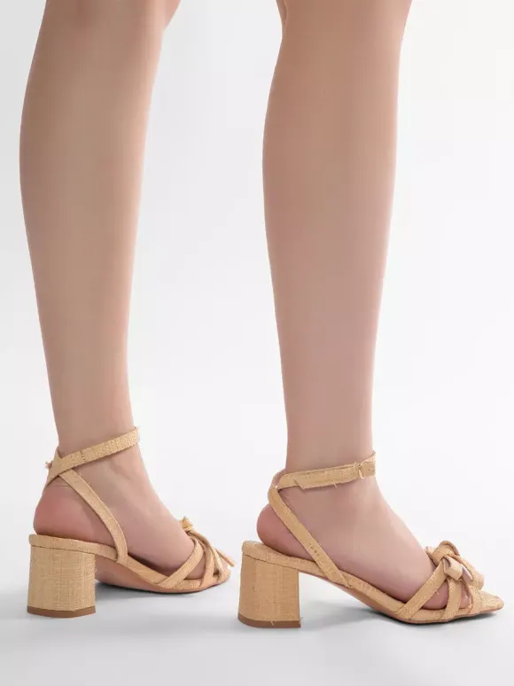Women's Chunky Heel Sandals Bow Open Toe Ankle Strap Sandal Shoes