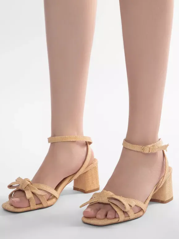 Women's Chunky Heel Sandals Bow Open Toe Ankle Strap Sandal Shoes