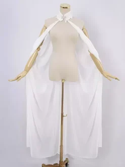 Womens Cloak Cape Steampunk Feather Collar Witch Cape Solid Wedding Chiffon Cape Bridal Veil Cloak Halter Long Cape