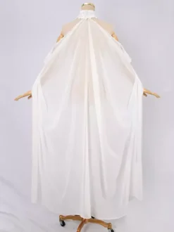 Womens Cloak Cape Steampunk Feather Collar Witch Cape Solid Wedding Chiffon Cape Bridal Veil Cloak Halter Long Cape