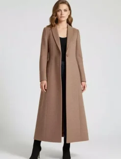 Women's Coat Warm Winter A-line Lapel Full Length Maxi Woolen Coat 2026