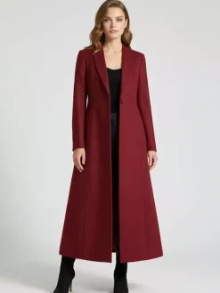 Women's Coat Warm Winter A-line Lapel Full Length Maxi Woolen Coat 2026