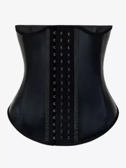 Womens Corset Black Strapless Front Button Shapewear