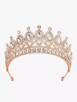 Womens Crown Tiaras Vintage Jewelry Alloy Crystal Synthetic Gemstones Headwear