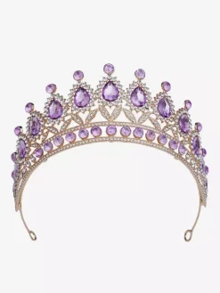 Womens Crown Tiaras Vintage Jewelry Alloy Crystal Synthetic Gemstones Headwear