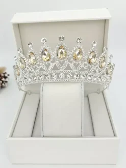 Womens Crown Tiaras Vintage Jewelry Alloy Crystal Synthetic Gemstones Headwear