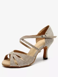 Women's Customized Latin Dance Shoes Light Gold Ballroom Dance Shoes