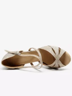 Women's Customized Latin Dance Shoes Light Gold Ballroom Dance Shoes