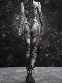 Women's Cyberpunk Zentai Bodysuit Burning Man Futuristic Exo-Suit Long Sleeves Catsuits