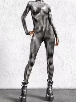 Women's Cyberpunk Zentai Bodysuit Burning Man Futuristic Exo-Suit Long Sleeves Catsuits