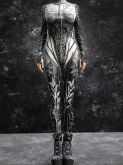 Women's Cyberpunk Zentai Bodysuit Burning Man Futuristic Exo-Suit Long Sleeves Catsuits
