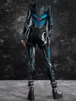 Women's Cyberpunk Zentai Bodysuit Burning Man Futuristic Exo-Suit Long Sleeves Catsuits