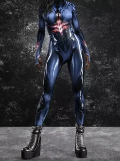 Women's Cyberpunk Zentai Bodysuit Burning Man Futuristic Exo-Suit Long Sleeves Catsuits