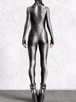Women's Cyberpunk Zentai Bodysuit Burning Man Futuristic Exo-Suit Long Sleeves Catsuits