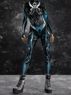 Women's Cyberpunk Zentai Bodysuit Burning Man Futuristic Exo-Suit Long Sleeves Catsuits