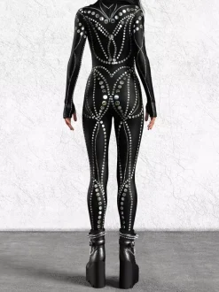 Women's Cyberpunk Zentai Bodysuit Burning Man Futuristic Exo-Suit Long Sleeves Catsuits