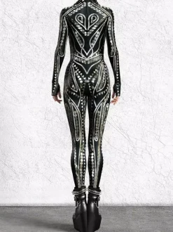 Women's Cyberpunk Zentai Bodysuit Burning Man Futuristic Exo-Suit Long Sleeves Catsuits