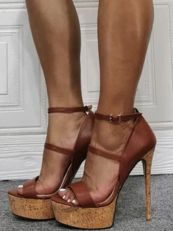 Women's Double Straps Platform Sexy Heels