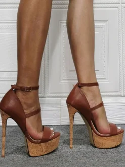 Women's Double Straps Platform Sexy Heels