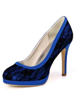 Women's Embroidered Platform Bridal Heels