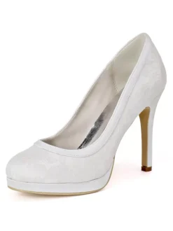 Women's Embroidered Platform Bridal Heels