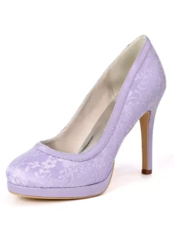 Women's Embroidered Platform Bridal Heels