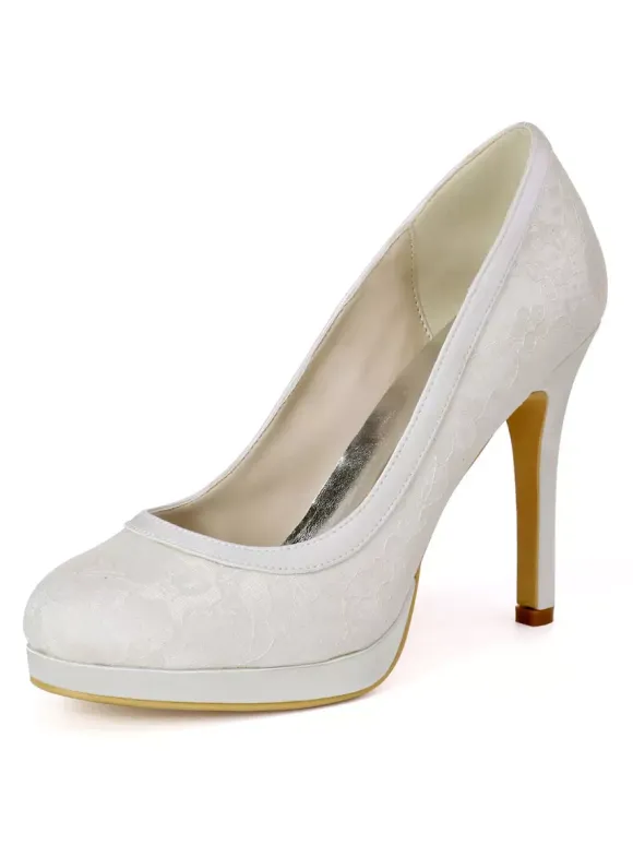 Women's Embroidered Platform Bridal Heels